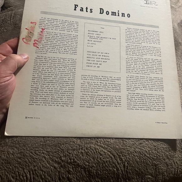 Fats Domino -This is Fats Domino Vinyl LP Record 1958 Pressing . Black label - Picture 2 of 7